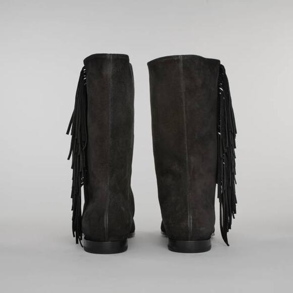 Pierre Hardy Texas Suede Fringe Mid Boots in Black 37.5 - Picture 3 of 4
